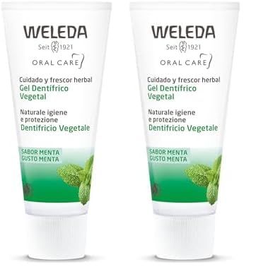 WELEDA - Gel Dentifrice Végétal - Formule Naturelle pour Gencives Sensibles - Goût Menthe - Tube 75 ml (Lot de 2)