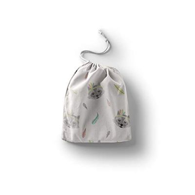 Bonamaison Impreso Algodón Bolsas con Cordón, Bolsa con Cordel para el Hogar y el Almacenamiento de Verduras, Bolso de Compras, Plegable, Ecologica, Reutilizables, Tamaño: 40x50 Cm