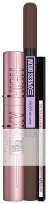 Maybelline New York Set de maquillaje de ojos con Sky High, Hyper Easy Liner y Brow Satin Duo Ceja Lápiz Nº 04 Deep Brown