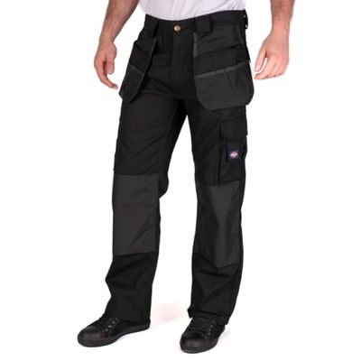Lee Cooper Workwear LCPNT216 Bolsillo múltiple para hombre con bolsillos para rodilleras Pantalones cargo de trabajo de funda fija,negro, 38W/29L