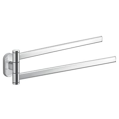 GEDY G-Febo Porta asciugamani con snodo cromato, Misure: 9,8X35X4,8 CM & 0,378 KG, Porta salviette realizzato in acciaio inox e Cromall®, Fissabile con colla, Design R&S Gedy, 2 anni di garanzia