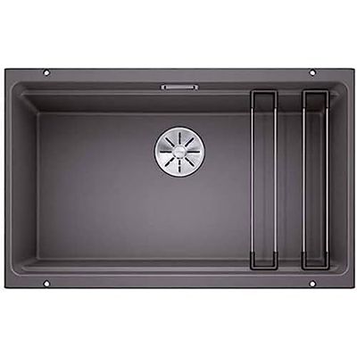 BLANCO ETAGON 700-U 525168 Lavello da Cucina in Granito Sotto-Top per Basi di Lavello con Larghezza di 80 cm, SILGRANIT, Grigio