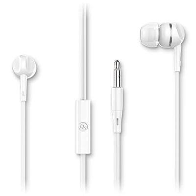 Motorola Sound Earbuds 105 - écouteurs Intra-Auriculaires avec Câble - Microphone Intégré - Son Cristallin - avec 6 Coussinets en Silicone - Blanc