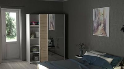 Dmora - Guardaroba 2 ante Diandra, Mobile camera da letto, Cabina armadio portabiti, Armadio appendiabiti, 150x61 h200 cm, Bianco e Rovere