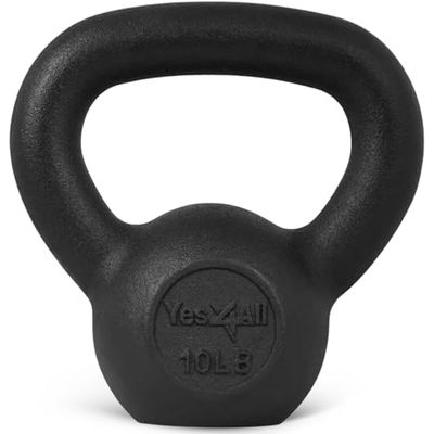 Yes4All KXIF Peso Kettlebell solido in ghisa, 4,5 kg, nero
