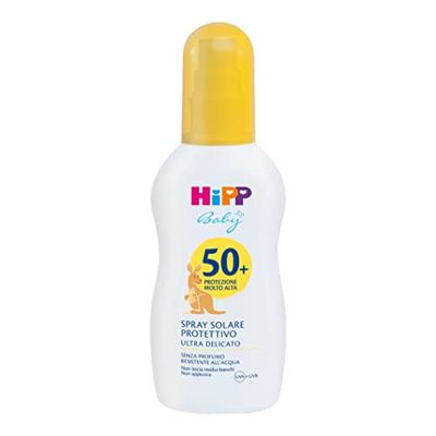 HiPP - Baby ochronny spray solarny dla dzieci, SPF 50+, ochrona przed promieniowaniem UVA i UVB, wodoodporny, odporny na oparzenie, bardzo delikatny, 1 x spray 150 ml
