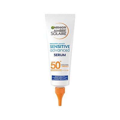 Garnier Avancerat skyddsserum för känslig hud, SPF 50 +, vattentålig, med x2 Ceramider, bärnstenssolaire, 125 ml