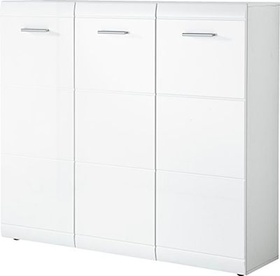 GERMANIA DIE MÖBELMACHER Meuble à Chaussures 3523-84 GW-Adana, en Blanc, façades Brillantes avec fraisage de rainures, 134 x 120 x 36 cm (l/h/p)
