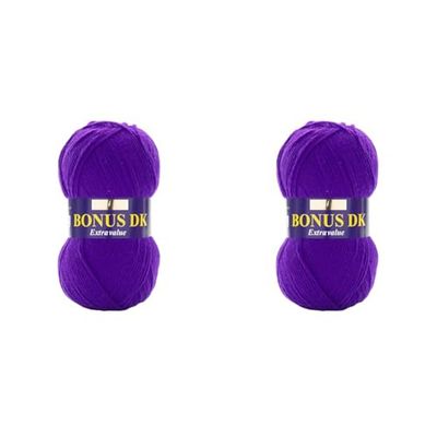 Hayfield Bonus DK Double Knitting, Bright Purple (828), 100g by Sirdar (Pack of 2)