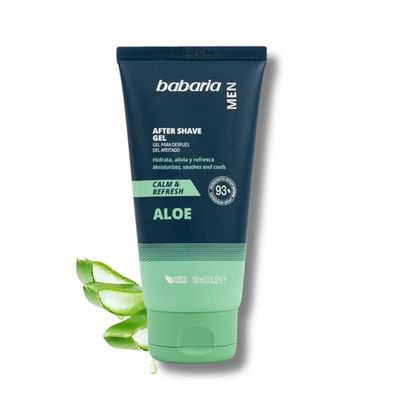 Babaria - After Shave Homem com Aloe Vera | Creme hidratante facial para após a barbear | Creme rosto homem refrescante e calmante | After Shave com Aloe Vera