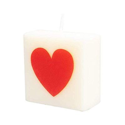 PD-Party 7040042 Bougie émoticône | Fête | Décorations | Ambiance - Heart (Rouge), Cream/Red, 4cm Longueur x 4cm Largeur x 2cm Hauteur