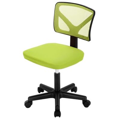 SURFOU Chaise de Bureau pivotante avec roulettes sans accoudoirs - Verte - Chaise d'ordinateur à Faible Dossier - Convient pour la Maison, la Chambre à Coucher, Le Bureau, Les Enfants, Les étudiants,