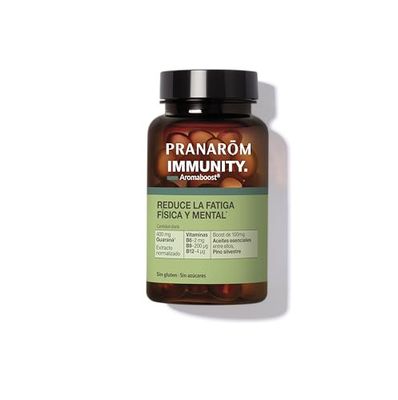 PRANARÔM - Aromaboost Immunity - Suplemento Alimenticio - Apoya el Sistema Inmunológico - Equinácea - Vitaminas B9 B12 D3 - Aceite Esencial de Ravintsara - 60 Cápsulas.