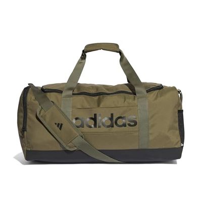 adidas Essentials Linear Duffel Bag, Borsone Unisex-Adulto, Olive Strata/Black, M