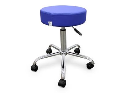 QUIRUMED WELLCORE - Taburete con Ruedas Autofrenables | Altura Regulable | Uso Profesional | Estructura Resistente | 5 Ruedas, Azul