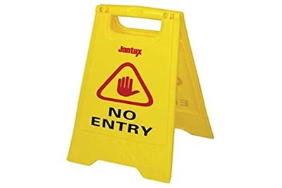 Jantex No Entry Yellow Safety Sign - Commercial, Closed Street Warning Collapsible Double Sided Standing Floor Sign L434