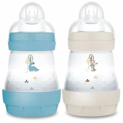 MAM Set van 2 Easy Start Anti-koliek babyflessen 0+ maanden langzame stroom (2 x 160 ml) oceaan + zand - fles ter vermindering van koliek en ongemak van de baby - babyfles compatibel met borstvoeding
