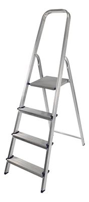 Ladder stool - 4 rungs, durable aluminium, lightweight, ideal for work at height, easy to store and transport