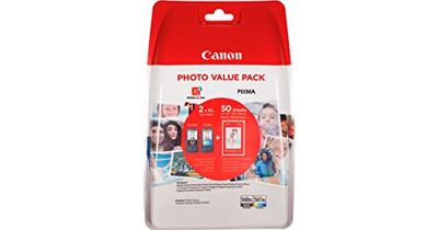 Canon PG-560 XL CL-561 XL VALUE Pack de 2 cartouches (Noir XL Couleur XL) +50 feuilles Papier Photo Canon 10x15cm Certifié Canon (Plastique Obsolète 2018)