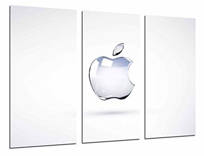Quadro moderno fotográfico com logótipo Apple em fundo branco, maçã, tecnologia, 97 x 63 cm, ref. 26833