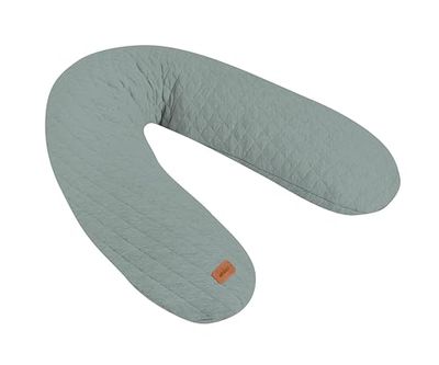 Béaba, Big Flopsy, Coussin d'allaitement/Grossesse, Oreiller de Grossesse/Maternité, Multifonctions, Convient pour Dormir/Allaiter, Soutien, Détente et Confort Optimal, Fleur de Coton,Oekotex, Sauge
