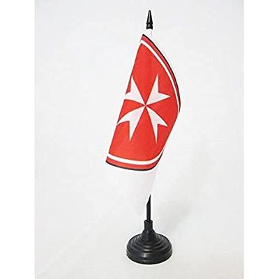 AZ FLAG Bandera de Mesa del Escudo SOBERANA Orden DE Malta 15x15cm - BANDERINA de DESPACHO Ejercito DE Francia 15 x 15 cm