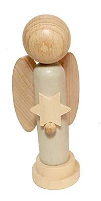 Hess Holzspielzeug 40042 Figurine d'ange en Bois avec cœur Peint en Blanc, env. 12 cm, fabriquée dans Les Monts Métallifères, comme idée Cadeau, décoration et pour Les Amoureux des Anges