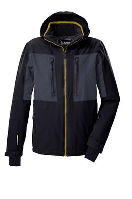killtec Uomo Giacca da sci/giacca funzionale con cappuccio e paraneve con chiusura a cerniera KSW 47 MN SKI JCKT, schwarz blau, XL, 43436-000
