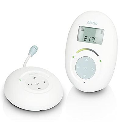 Alecto DBX120 - Baby monitor DECT con modalità ECO completa e display, bianco/blu