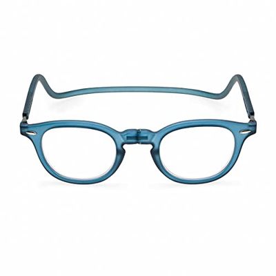 Contacta, Lock, Occhiali da Lettura per Uomo e Donna, Occhiali con Calamita, Collarino Rigido e Aste Regolabili, Colore Blu, Diottrie +3,00, Confezione con Sacchetto Portaocchiali, 33g