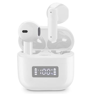Cellularline Tone TWS Bluetooth Écouteurs à Capsule avec ENC (Environnement Noise Cancelling), 4 Microphones, écran LED, Total Play Time 20 Heures, Blanc