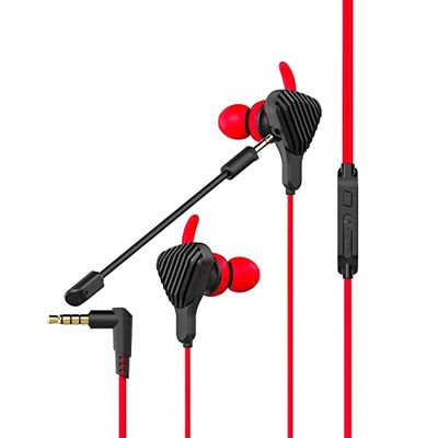 Celly CYBERWIREDBK Cuffie Gaming In-Ear con Microfono Integrato, Rimovibile e Flessibile, Telecomando Jack 3.5, Rosso e Nero