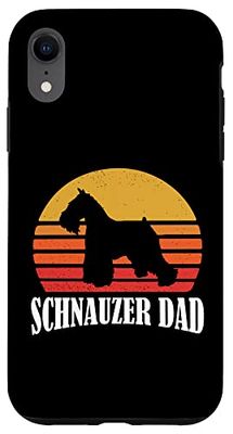 Funny Retro Vintage Lover Miniature Schnauzer Dad Custodia per iPhone XR