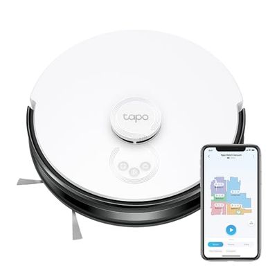 Tapo TP-Link RV30C Mop robotdammsugare med torkfunktion | LiDAR & Gyro dubbelnavigeringssystem, 4 200 Pa sugkraft, 3 h kontinuerlig rengöring, 300 ml vattentank, stöder kontroll via Alexa & Google