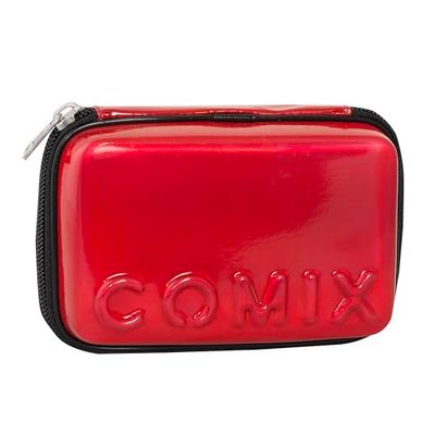 COMIX - Astuccio Scuola, Astuccio Maxi Zip per Bambini e Ragazzi, con Set Cancelleria Incluso, Cover Rigida con Maxi Logo in Rilievo e Tirazip in Metallo, 21 x 14,5h x 6,5 cm, Rosso