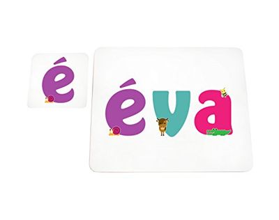 Little Helper underlägg illustrativ stil färgglad med namnet flicknamn Éva