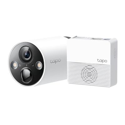 TP-Link Tapo C420S1 indoor & outdoor surveillance camera, 2K high resolution, 5200mAh rechargeable battery, full color night vision, AI, microSD card & cloud storage, 1 cam with hub