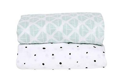 Motherhood inslagsdukar premium förtvättad, stora ullblöjor, 2-pack, Eko-Tex standard, 100% naturlig ren bomull, 85 x 110 cm, mintgrön