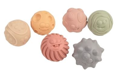 DORON & CHARLIE - Bolas Sensoriales - Accesorio de Puericultura - 056365 - Colores Surtidos - Silicona - Varias Formas - Juguete Bebé - 1era Edad - 6 cm x 6 cm - A Partir de 6 Meses