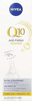 NIVEA Q10, crema anti-rughe Power Extra rassodante per gli occhi, ammorbidisce le rughe e il gonfiore, idratante rassodante con Q10, creatina e acido ialuronico (15 ml)