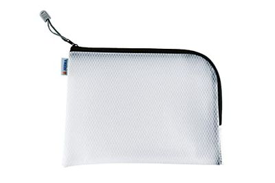 HERMA 20021 Zip Toiletry Bag A5, transparent (26 x 20 cm) small zippered travel pouch for cosmetics, liquids, make-up, toothbrush, clear cosmetic bag with zipper in black