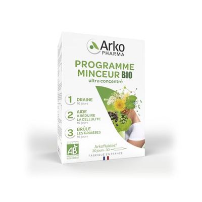 Arkofluides® Programme Minceur Coffret Bio - Draineur, anti-cellulite et brûleur de graisse - 30 ampoules