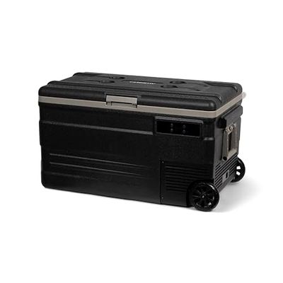Steamy-E Single Zone 75 Roller, Elektrische Compressor Koelbox op Wielen, 74 Liter, Zwart, 12V/230V, voor vriezen en koelen van -20 tot +20, ideaal voor op de camping