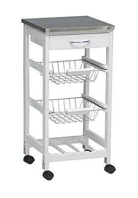 Kit Closet 7040028014 Carrinho de cozinha 1 porta gaveta, aço / branco, 37 x 37 x 76