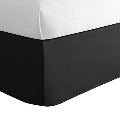 Dagens hem bomullsblandning sängkappa klassisk skräddarsydd styling 35,55 cm droppe full, svart