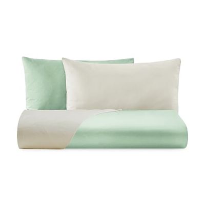 Double Duvet Cover Set with 4 Pillowcases – Bamboo/Ivory – 100% Cotton Percale – Made in Italy – Boston Model