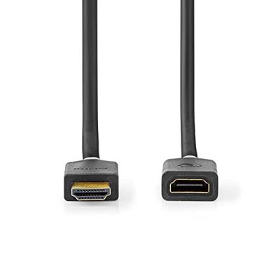 NEDIS High Speed HDMI™-kabel met Ethernet | HDMI™-connector | HDMI™-vrouwelijk | 4K@60Hz | ARC | 18 Gbps | 3,00 m | Rond | PVC | Antraciet | Doos