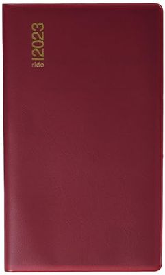 rido/idé Weekly Desk Planner Calendar Model TM 17/contacter 2023, Sheet Size 8.7 x 15.3 cm, Burgundy