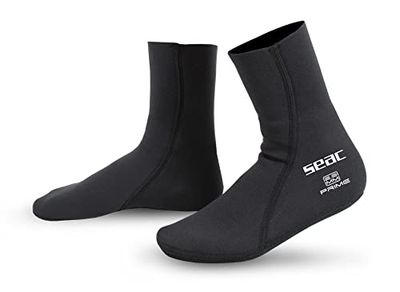 SEAC Prime, Calzari in Neoprene 2 mm, Foderati in Nylon, Calzini da Subacquea Unisex-Adult, Nero, L