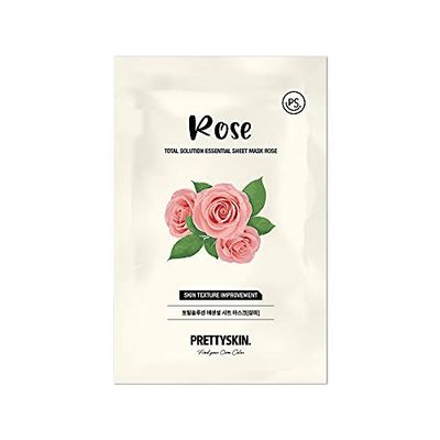 Pretty Skin Total Solution Essential Sheet Peel Off Face Mask - Rose - Revitalising Hydrating for Healthier Skin - 23g